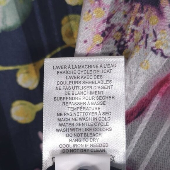 NWT Joie Women's Floral Ruffle Wrist Top Blouse S/P Pleated Tie V Neck Sheer - Picture 8 of 9